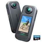 AKASO 360-360° Action Camera with 5.7K 360° Video, 72MP Photo, SuperSmooth Stabilization, Horizon Lock, AI Tracking, Invisible Selfie Stick Effect, Touchscreen, Splash-Resistant, 64GB microSD Card