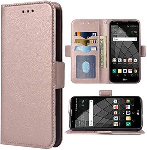 Phone Case for LG Stylo 2 Folio Flip Wallet Case,PU Leather Credit Card Holder Slots Heavy Duty Full Body Protection Kickstand Hard Hybrid Protective Phone Cover for LGStylo2 Cases Women Rose Gold