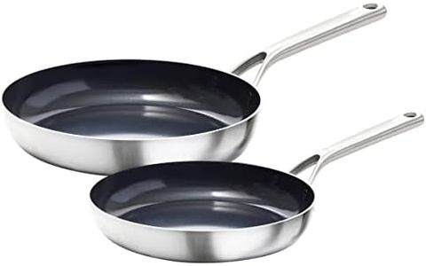 OXO Mira Tri-Ply Stainless Steel PFAS-Free Nonstick, 8" and 10" Frying Pan Skillet Set, Induction, Multi Clad, Dishwasher and Metal Utensil Safe
