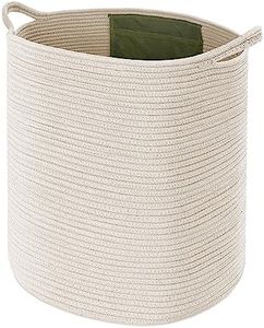 Maliton Laundry Basket, Storage Baskets for Clothes, Bedding, 40x36 cm Large Blanket Basket with Pockets, Foldable Washing Baskets for Laundry with Sturdy Handles, Toy Storage for Kids Room-White