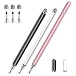 Stylus Pens for Touch Screens, 2 in 1 High Precision Universal Stylus Pen for iPad Compatible with Apple, iPhone, iPad, Android, Microsoft Tablets, Phones, 3 Pack-Black,Gold,White