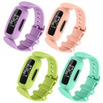 4 Pack Ace 3 Bands Compatible with Fitbit Ace 3 Straps for Kids, Soft Skin-Friendly Breathable Colorful Ace 3 Bands for Kids Watch Band Wrist Strap Bracelet Accessories for Fitbit Ace 3 (Light Purple+Pink+Lime+Lake Blue)