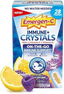 Emergen-C Immune Plus Crystals, On-The-Go Immune Support Supplement with Vitamin C, Vitamin D, B Vitamins, Zinc and Manganese, Berry Lemonade - 28 Stick Packs