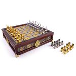 The Noble Collection Harry Potter Quidditch Chess Set Silver & Gold Plated - Hardwood Chess Board with 4 Hogwarts House Piece Sets - Officially Licensed Movie Props Gifts