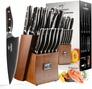 16-Piece Damascus Knife Set with VG10 Core Blades, 67-Layer Damascus Steel, Black Titanium Coated Kitchen Knives for Polished Ebony Wood Handle, Professional Chefs & Home Cooking