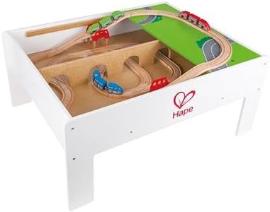 Hape Railway Play and Stow Storage and Activity Table for Wooden Trainsets