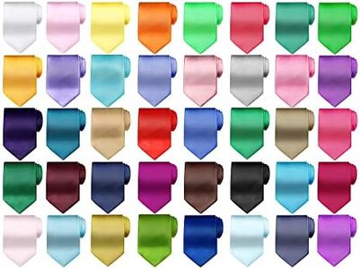 40 Pieces Men's Solid Ties Pure Color Ties Set Classic Men Formal Business Necktie Ties for Formal and Casual Occasions, Assorted Colors, Colorful