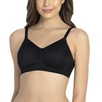 Amante Women Solid Double Layered Non Padded Non-Wired Full Coverage Seamless Cotton Laminated Cups, Fully Adjustable Straps, Wide Power Mesh Wings Smooth Minimiser Bra - BRA77901 (Black) (34D)