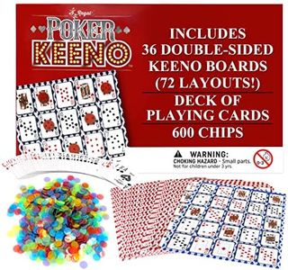 Regal Games - Poker Keeno Bulk Game Set - Includes 36 Two-Sided Boards, 600 Scoring Chips, 1 Deck of Standard Poker Cards - 72 Unique Board Layouts- Casino Night Card Game- Compatible w Poker Keno