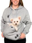 Muskoka Pooch Pet Pouch Hoodie - Experience Cozy Elegance with Our Kangaroo Pocket Sweatshirt, The Perfect Carrier for Snuggly Moments with Dogs and Cats. (Grey, Small)