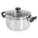 Morphy Richards 970007 Equip Induction Casserole Pot with Lid, Stainless Steel, Stay Cool Handles, 24 cm