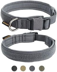 Excellent Elite Spanker Tactical Dog Collar Military Training Nylon Adjustable Dog Collar for Large Medium Small Dog(Grey-S)