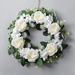 Winter Wreath for Front Door Artificial Peonies Spring Wreaths for Front Door Outside Wall Or Window Décor (White)