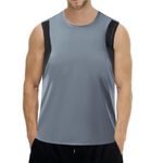 FEimaX Men's Gym Workout Tank Tops Quick Dry Bodybuilding Muscle Sleeveless T Shirt, Mens Athletic Running Training Vest Breathable Sports Tank Top T-Shirt Dark Grey