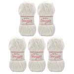 LittleWoolShop Snuggle Puff Chunky Chenille Yarn 100g - 100% Supersoft Polyester (Marshmallow 7F76, Pack of 5)