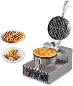 GarveeHome Waffle Maker Commercial Waffle Maker Machine 110V 1300W Non-stick Waffle Iron Maker Stainless Steel Round Commercial Waffle Maker for Restaurant