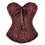 WLFFW Vintage Corsets for Women Floral Lace up Bustier Top (UK(14-16) 2XL, Brown)