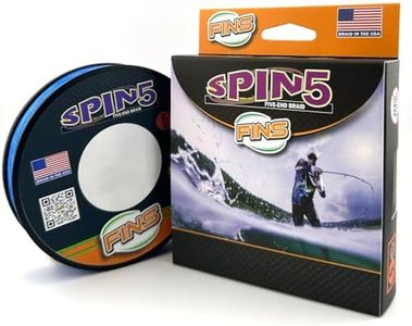 FINS Spin5 Advanced 5-End Braided Fishing Line - USA Made - Superior Roundness for Longer Casts, Ideal for Spinning & Baitcasting Reels - Blue - 35 lb - 300 Yds