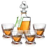 NutriChef Home Bar Whiskey Decanter, Glass Decanter Aerator Set with Four 750ml Glasses, Elegant and Tabletop Accent Decoration, Separates Sediment Effectively Before Pouring (NCGD4C981)