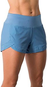 Tough Mode Womens 3" Lightweight Running WOD Volleyball Shorts Workout Mesh Liner Zip Pocket Ash Blue