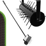 PERFIN Lawn Aerator, Upgraded Manual Aerator Lawn Tool w/Detachable Steel Handle, Grass Aerator w/39 Tine Spikes, Lawn Aeration Machine for Garden, Yard, Cropland to Loose Soil – Black.