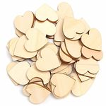 TRIXES Wooden Hearts (5cm) x100 - Rustic Look Wooden Hearts for Crafting Projects - Wooden Craft Shapes for Weddings Decoration Embellishments - Love Heart Guest Book Accessory