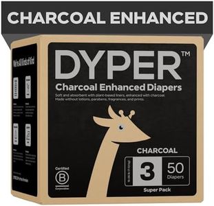 DYPER Charcoal Enhanced Diapers | Baby Diapers from Plant-Based* & Honest Materials | Day & Overnight Diapers | Disposable Diapers for Sensitive Skin (Size 3, 50, Count)