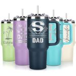 Personalized Dad Tumbler, 40 oz Tumbler with Handle Lid and Straw, Best Gifts for Dad, Custom Stainless Steel Coffee Tumbler, Insulated Tumblers with Name, Fathers Day Birthday Gifts From Daughter Son