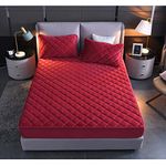 YUDEYU Quilted layer Fitted Sheets Soft crystal fleece fabric Single double bed sheet Mattress Protectors Toppers (Color : Rosso, Size : 48x74cm/Pillowcase x 2)