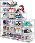 TIED RIBBONS Pack of 12 Acrylic Clear Shoe Boxes Shoes Display Case Organizer 360° Clear Plastic Stackable Sneaker Storage for Sneakerhead (Fits India/UK Size 13)
