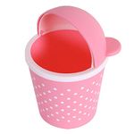 Kuber Industries Teddy Table Dustbin | Plastic Swinging Lid Waste Storage Garbage Bin | Desktop Trash Can For Study Table, Office | Pink