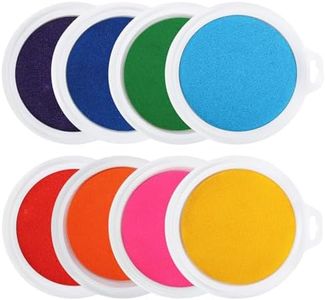 Peohud 7" Large Round Craft Ink Pad, 8 Colors Washable Stamp Pads, Rainbow DIY Fingerprint Ink Pad for Rubber Stamp Card Making Paper Wood Fabric Clothing Scrapbook