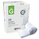 Compatible With Simplehuman Code G - Durable Custom Fit Plastic White Trash Bags w/ Drawstring, 30- Liter / 8 Gallon Trash Cans - 1 Refill Rolls of (50 Count) -Heavy Duty Kitchen Garbage Bags