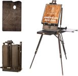 ATWORTH French Easel for Painting, Deluxe Oak Wooden Field & Studio Sketchbox Easel Stand with Metal Side Tray, Portable Tabletop & Tripod Floor Painting Easel, Holds Canvas up to 34"- Grey Walnut