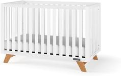 Child Craft SOHO 4-in-1 Convertible Crib, Baby Crib Converts to Day Bed, Toddler Bed and Full Size Bed, 3 Adjustable Mattress Positions, Non-Toxic, Baby Safe Finish (White/Natural)