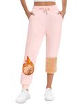 Voqeen Women Fleece Jogger Pants High Waisted Fleece Sweatpants with Pockets Tapered Casual Lounge Pants(Pink,M)