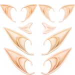 Gejoy 5 Pairs Latex Elf Ear Pixie Dress Up Costume Fairy Ears Soft Pointed Ears Cosplay Halloween Anime Party Vampire Ears, Masquerade Accessories (Fresh Color)