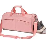 Sports Gym Bag with Shoes Compartment Travel Duffel Bag for Men and Women (Pink)