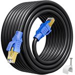 Cat 8 Ethernet Cable 50ft, Heavy Duty High Speed 40Gbps 2000Mhz, Cat 8 Outdoor Ethernet Cable Shielded SFTP, Pure Copper Waterproof Direct Burial POE RJ45 LAN Network Cable for Router PS4/5 (15 Clips)