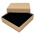 TheDisplayGuys - 24 pk Velvet Insert Kraft Paper Small Gift Boxes, Jewelry Boxes, Necklace Boxes for Jewelry Gift - Necklace/Pendant - Kraft Brown #33 (3-1/2 x 3-1/2 x 1 in)