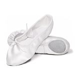 APTRO Ballet Shoes Split Sole with Satin Gymnastics Dance Shoes Flats for Girls Adults White,7 UK Child,24