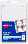 Avery Removable Print or Write Labels for Laser and Inkjet Printers, 0.75 Inches, Round, Pack of 1008 (5408)