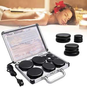 Hot Stones Massage Warmer Kit, 9Pcs Hot Stones Massage Set Portable Hot Stone with Heater, Hot Rocks Basalt Massage Stones for Home Spa Warming Therapy Relaxing