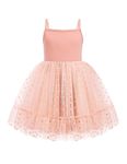 Arshiner Toddler Tutu Dress Baby Girl Ruffled Tulle Cami Dresses Princess Party Sundress Dusty Pink Dot Tulle Size 2-3T