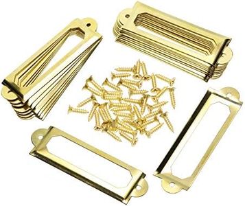 ONLYKXY 20Pcs Antique Brass Metal Drawer Door Lab Tag Label Pull Frame Handle File Name Card Holder for Furniture Cabinet Hardware Box Case Bin 1760mm (Gold)