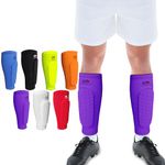 LUONT - Soccer Shin Guards for Men, Women & kids | Protective Football Soccer Pads with Superior Impact Absorption, Breathable, & Lightweight | Football Shin Guards Sleeves (M, Purple)