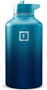 IRON °FLASK Camping & Hiking Hydration Flask with Straw, Wide Mouth Insulated Stainless Steel Sports Water Bottle - Dark Night 64 oz - Straw (1 Lid)