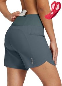 BALEAF Women's Mountain Bike Shorts 4D Padded Biking Shorts with Pockets Cycling Riding Bicycle Shorts, D-grey, Large