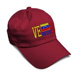 Speedy Pros Soft Baseball Cap Venezuela Country Flag Embroidery Twill Cotton Dad Hats for Men & Women Buckle Closure Burgundy