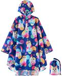 Lightweight Kids Raincoat Waterproof Rain Poncho for Boys Reusable Hooded Rain Jacket (CA/US, Age, 3 Years, 5 Years, Cat Blue)